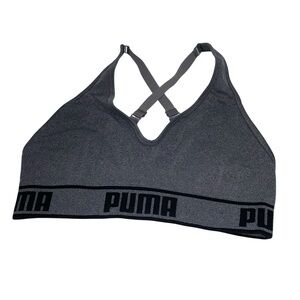 * Puma large Charcoal Gray Seamless Sports Bra with Crisscross Straps